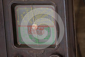 Old antique radio in a brown casing .