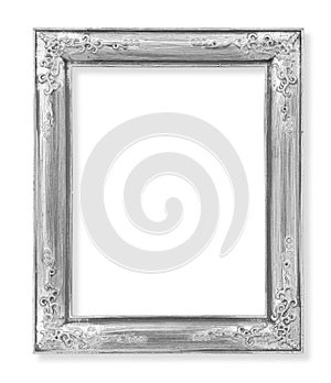The Old antique silver frame on the white