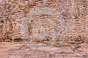 Old antique stone wall and pavement texture