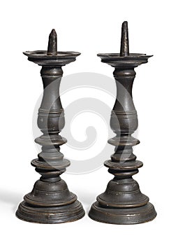 Old antique table candle stick holders
