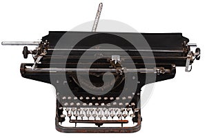 Old antique typewriter with russian keys