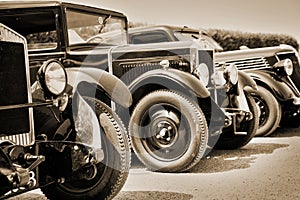 Vintage cars, sepia photo