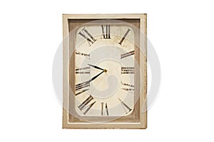Old antique wall clock isolated on white