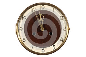 Old antique wall clock isolated on white