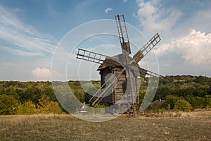 Old antique wooden mill in Pirogovo. Kiev