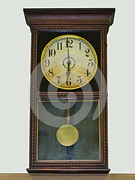 Old Antique Wooden Wall Clock with Pendulum