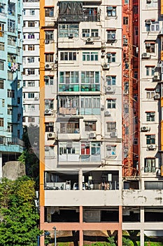 Old apartment building in Hong Kong city