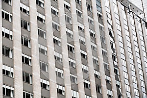 Old apartment buildings in cold Chicago.