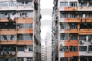 Old Apartment in Hong Kong. dense residential building, urban area