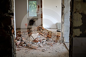 Old apartment renovation dismantling process can be background