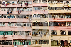 Old apartments, downtown Hong Kong, China