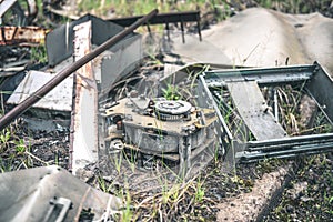 Old appliances in abandoned Pripyat