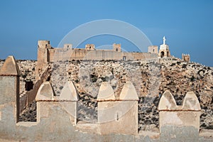 Old Arab fortification surrounded by a defensive city wall, Alcazaba citadel with towers built on the hill Cerro de San CristÃ³bal