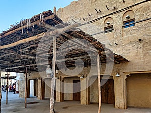 Old Arabian architecture and buildings | The old and historic side of Dubai city | Al Seef District, outdoor shopping