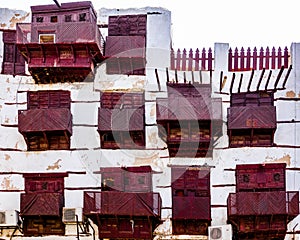 Old Arabian wooden windows in Al-balad, Jeddah photo