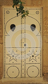 Old Arabic door with ornament. architecture element