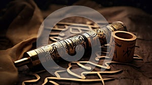 Old arabic vintage calligraphy pen on calligraphy background.