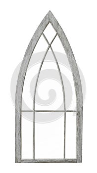Old arched window frame isolated