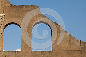 Old arched windows and sky