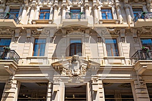 Old architectural houses on Nizami street, Baku city, Azerbaijan