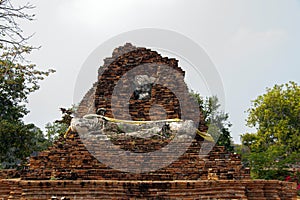 Old architecture of buddism heritage temple at Ayuthaya