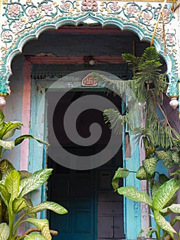 Old architecture of home in old delhi area Chandni Chowk in New Delhi, India, Delhi Street Photography