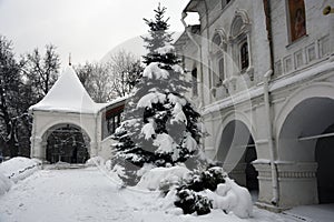 Old architecture of Kolomenskoye park. Kazan Icon cathedral