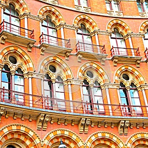 old architecture in london england windows and brick exterior