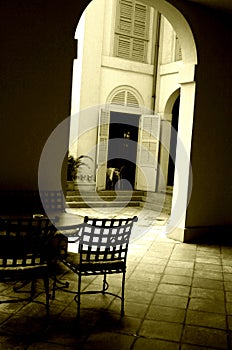 Old architecture and outdoor furniture photo