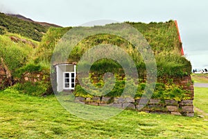 Old architecture typical rural turf houses, Iceland, Laufas