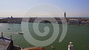 Old architecture in Venice, aerial view of buildings and Grand Canal, tourism