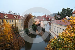 Old architectures beside the river of Prague, Czech