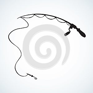 Fishing rod. Vector drawing