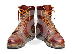 Old army paratroopers combat boots. photo