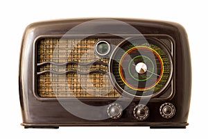 Old art deco radio isolated on white background