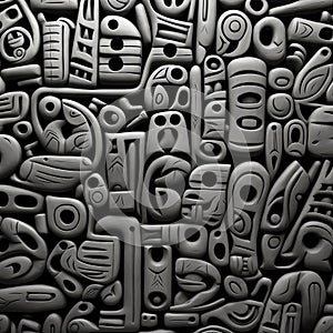 Old art print with modern abstract pattern influenced by mesoamerican and native american art