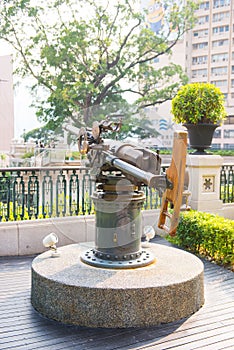 Old artillery at 1881 heritage landmark of Hong Kong