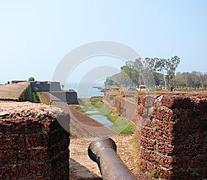 An Old Artillery at St. Angelo`s Fort, Kannur, Kerala, India...