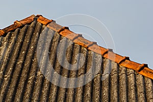 Old Asbestos Cement Slate Roofs. Asbestos Release from Asbestos-cement Slate Roofing Buildings