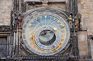 Old astronomical clock, city Prague, Czech republic, Europe