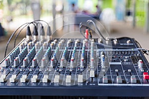 An Old Audio Mixing Board Sliders.