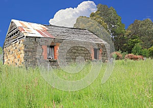 Old Australian settlers blue stone homestead