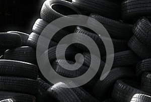 Old automobile tires for recycling