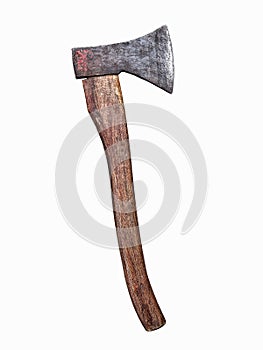 Old axe isolated on white