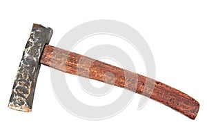 Old axe isolated on white background. Old art vintage ax isolated