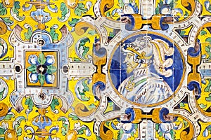 Old azulejos of Reales Alcazares, Sevilla photo