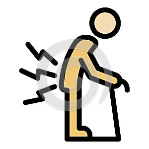 Old back pain icon color outline vector