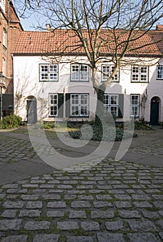 Old backyard in luebeck, germany