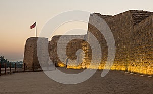 Old Bahrain Fort at Seef at sunset