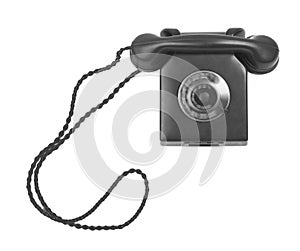 Old bakelite telephone with spining dial photo